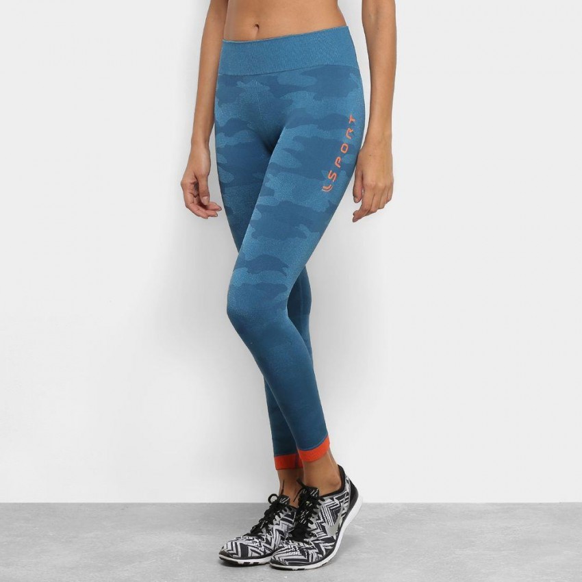 Calça Legging Lupo Sport AF Camuflada Azul - Feminina - Top Radical