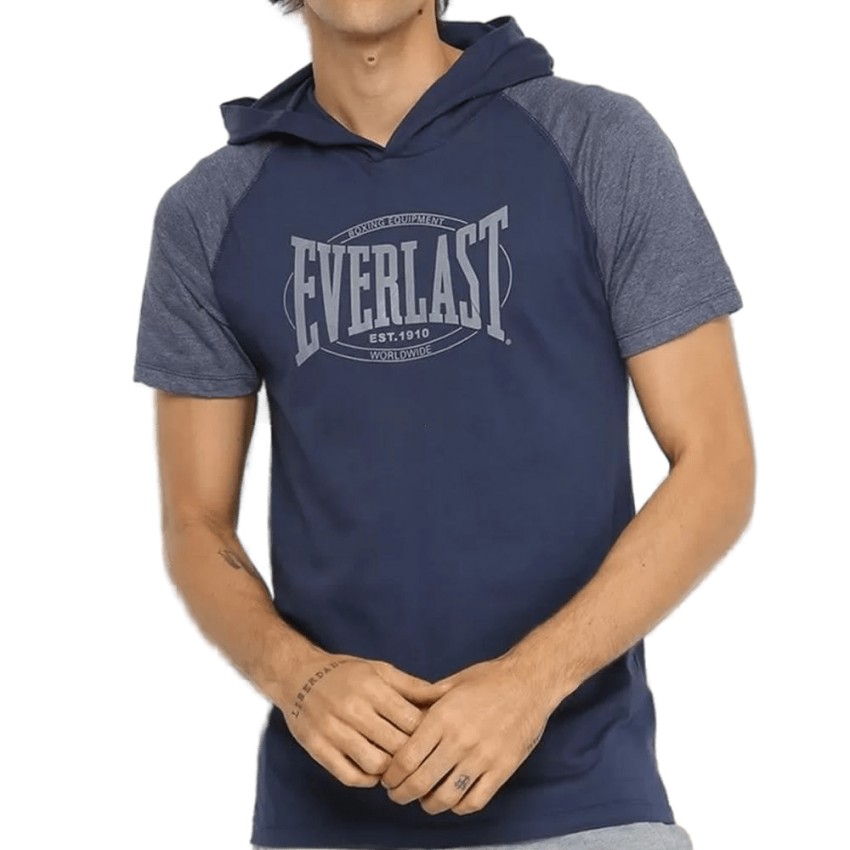 Camiseta Everlast Capuz Azul+Cinza - Masculina - Top Radical