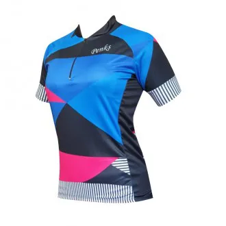 Camisa Ciclismo Manga Curta Penks Athena Preta+Azul - Feminina