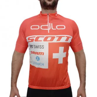 Camisa Ciclismo Manga Curta LMB Scott Odlo Laranja - Masculina