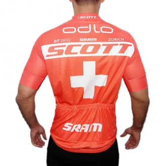 Camisa Ciclismo Manga Curta LMB Scott Odlo Laranja - Masculina