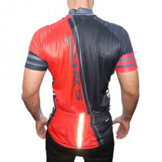 Camisa Ciclismo Manga Curta Penks Saint Preta+Vermelha - Masculina