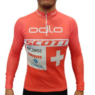 Camisa Ciclismo Manga Longa LMB Scott Odlo Laranja - Masculina