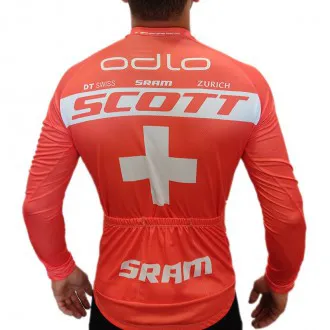 Camisa Ciclismo Manga Longa LMB Scott Odlo Laranja - Masculina