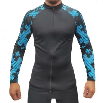 Camisa Ciclismo Manga Longa Penks Lider Azul+Preta - Masculina