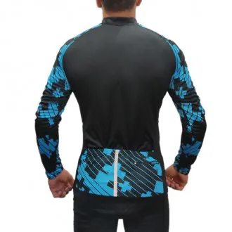 Camisa Ciclismo Manga Longa Penks Lider Azul+Preta - Masculina