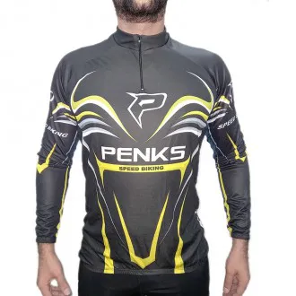 Camisa Ciclismo Manga Longa Penks Speed Preta+Amarela - Masculina