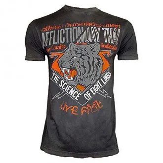 Camiseta Affliction Muay Thai Preta+Cinza - Masculina