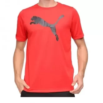 Camiseta Puma Performace Active Big Logo Tee Vermelha+Preta - Masculina