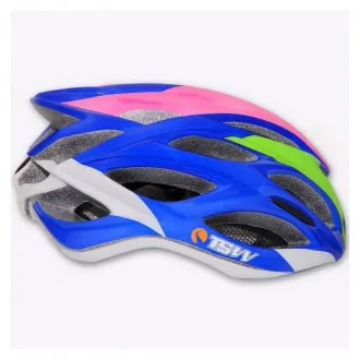 Capacete Ciclismo MTB TSW Race Azul+Verde+Rosa