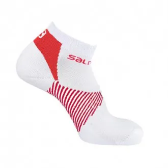 Meia Salomon Speed Support Branca+Vermelha