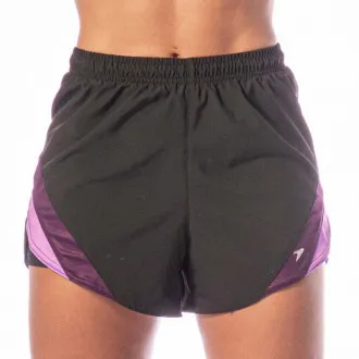 Short Bermuda Corrida Poker Paris Preto+Roxo - Feminino